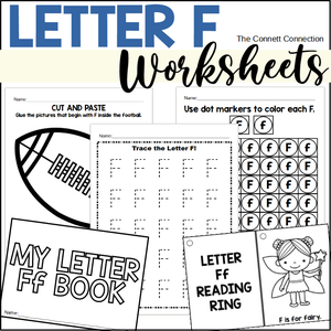 Letter F Worksheets for letter recognition and beginning sounds