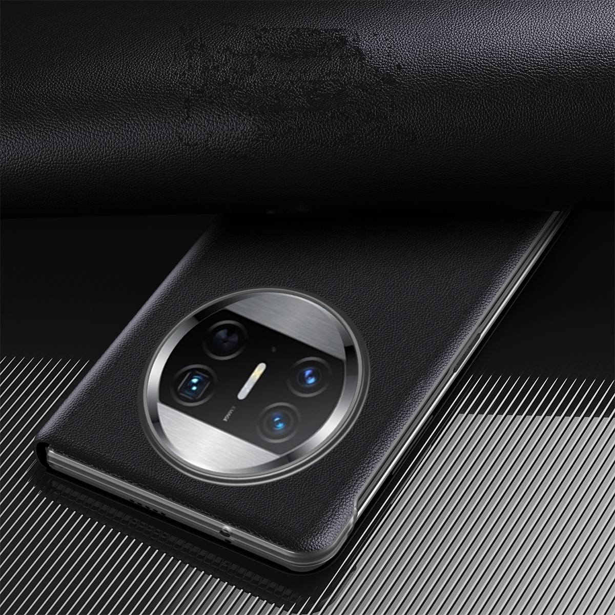 New Huawei Mate X3 Phone Case Cover PC Leather Smart Side Window Anti Fall Protective Shockproof Bracket Heat Dissipation Magnetic Closure