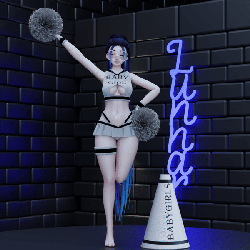 Slutty Cheerleader Outfit w/ Megaphone and PomPoms