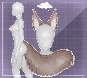 Fluffy Cat, Skunk, Squirrel, Tail and Ears Set