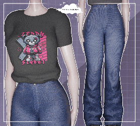 Jeans & Tucked Shirt Set