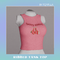 Ribbed Tank Top ~ Strawberry, Green Alt/Panda Base 𔓐𑇓