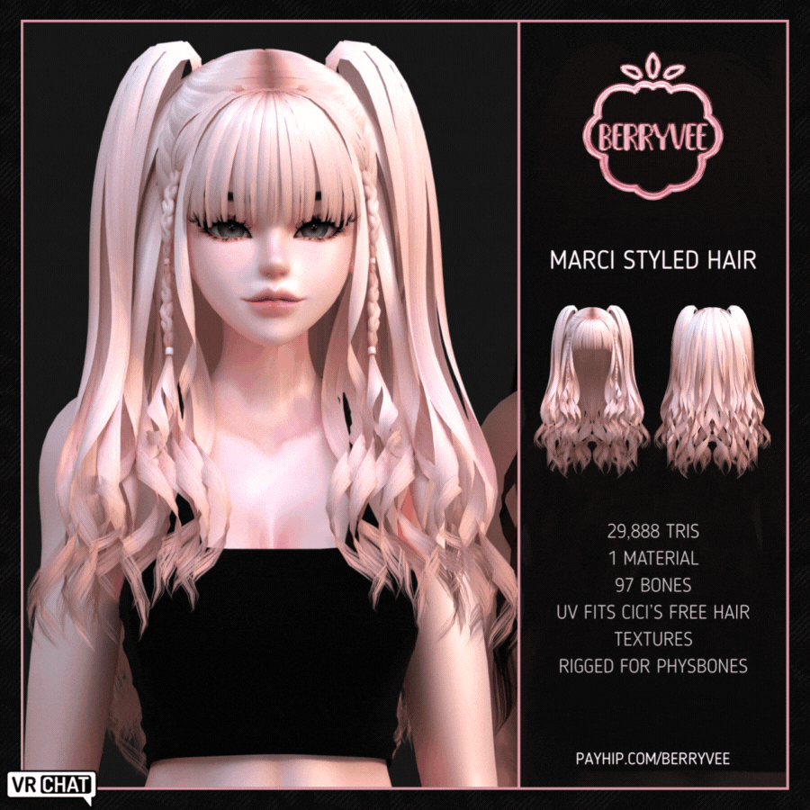 MARCI STYLED HAIR | RIGGED | VRCHAT ASSET