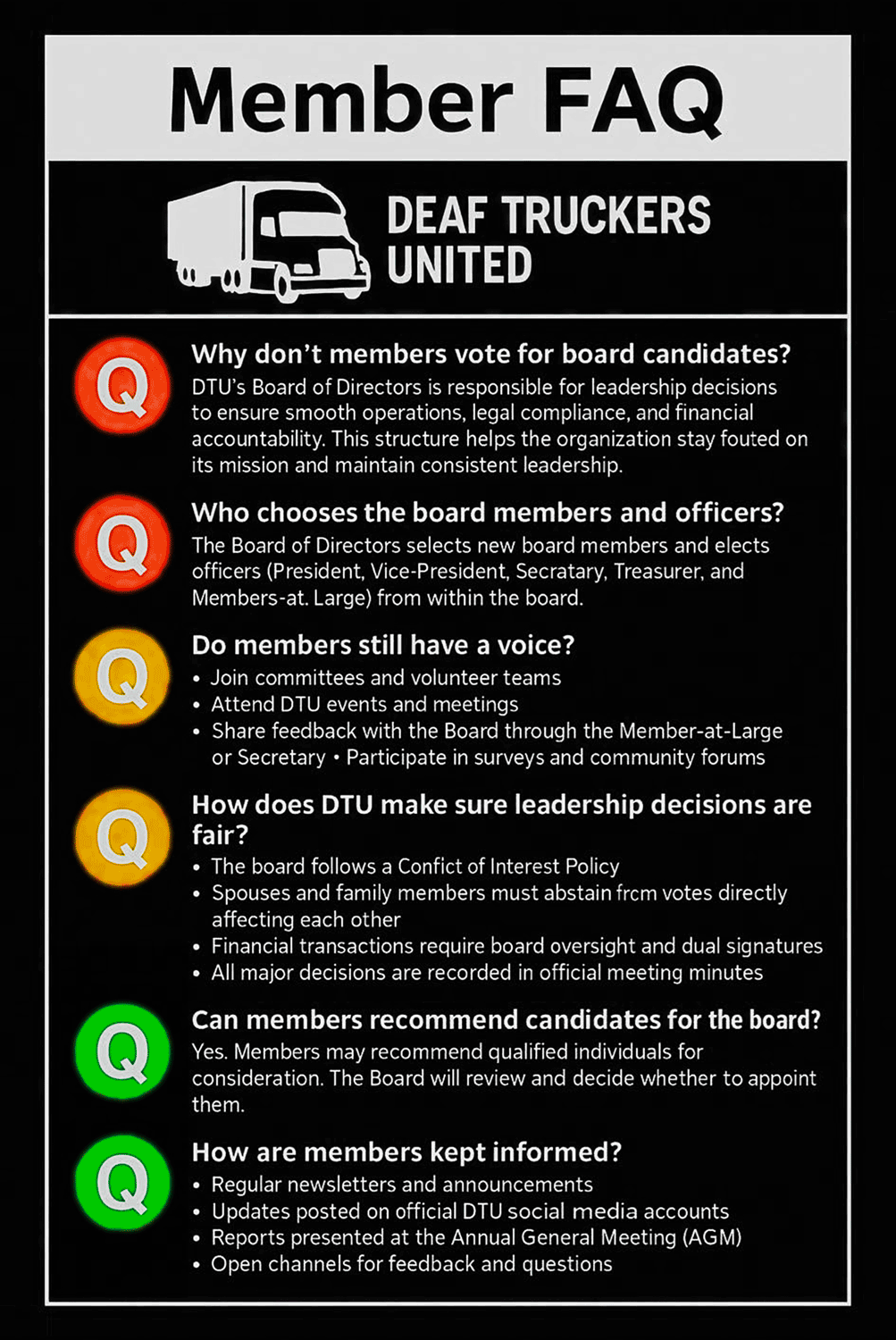 Member FAQ - Deaf Truckers United