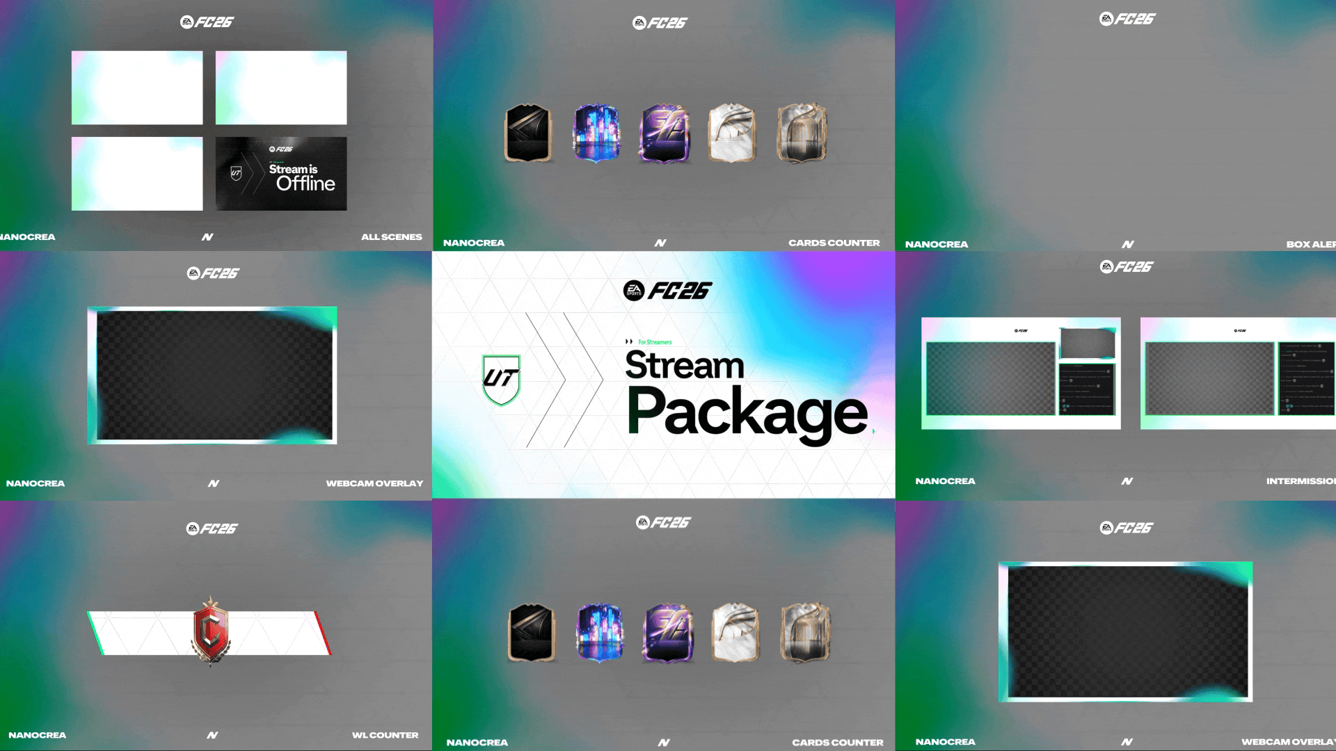 FC26 White Stream Pack – minimalist overlays & alerts