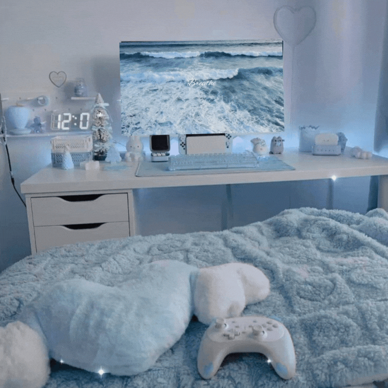 "wallpaper"	"Gentle animated beach waves crashing on shore "computer screen"	"Modern desktop setup with relaxing beach waves animated wallpaper in 4K resolution" "wave closeup"	"Macro detail of turquoise ocean wave animation with realistic foam and light 
