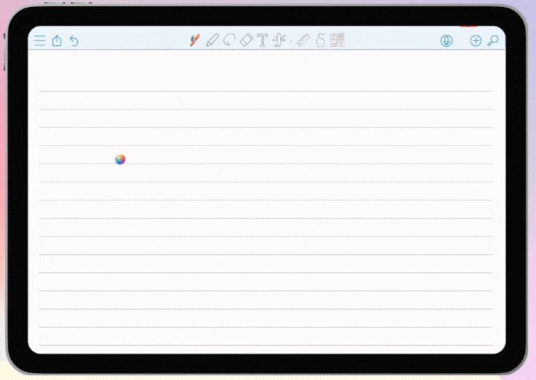 3D writing feature demonstration in CollaNote app for digital note-taking on iPad