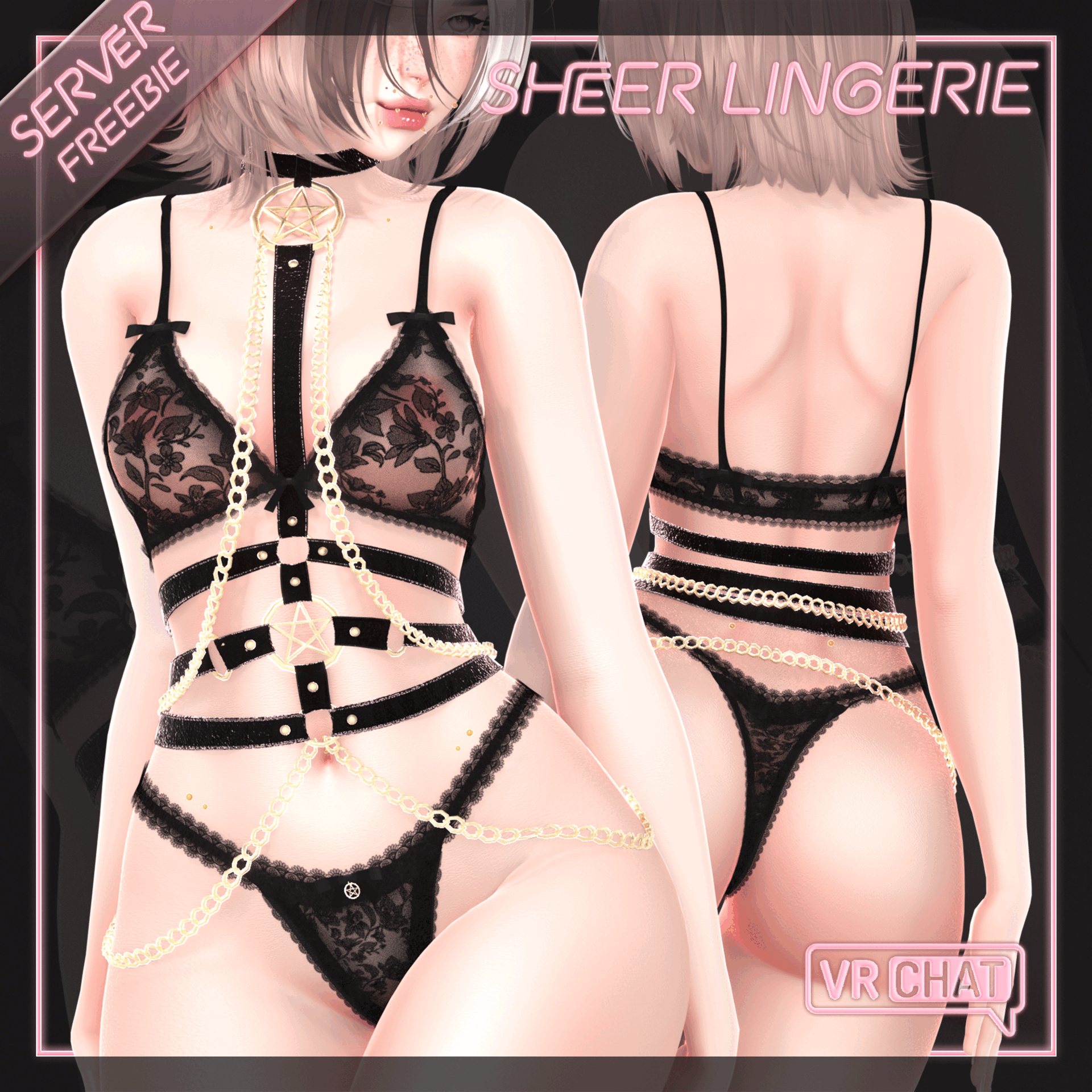Sheer Lingerie Set for VRChat [8K Server Freebie]