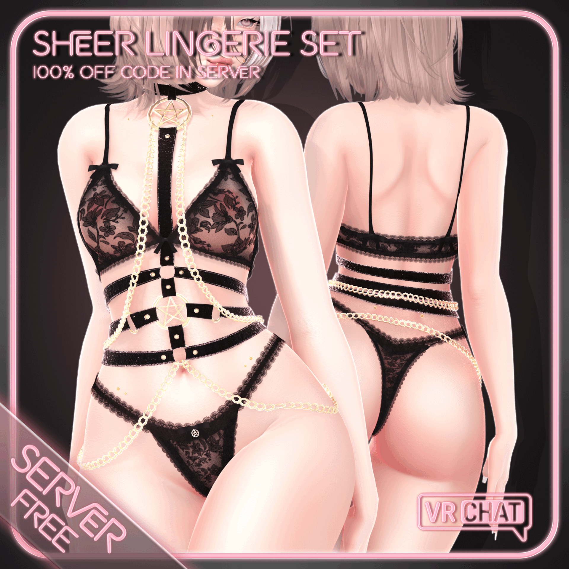 Sheer Lingerie Set for VRChat [8K Server Freebie]