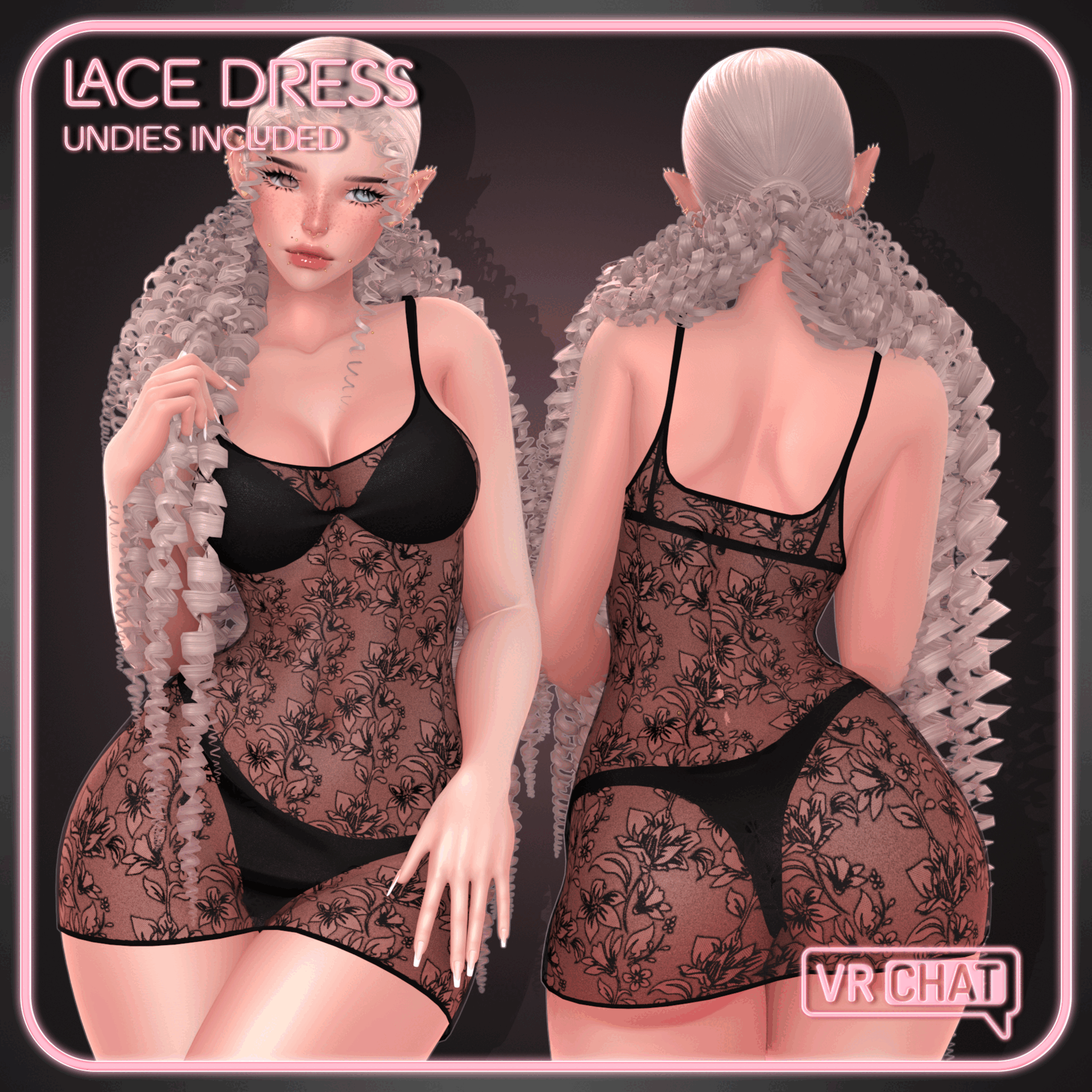 See-through Lace Bodycon Dress for VRChat
