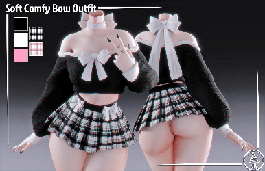Soft Comfy Bow Outfit (3D Model Asset)(Commercial license)