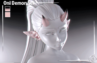 Oni Demon Set (3D Model Asset)(Commercial license)