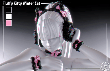 Fluffy Kitty Winter Set (3D Model Asset)(Commercial license)