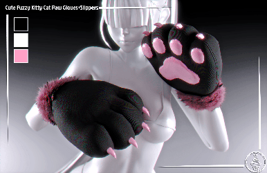 Cute Fuzzy Kitty Cat Paw Gloves+Slippers (3D Model Asset)(Commercial license)