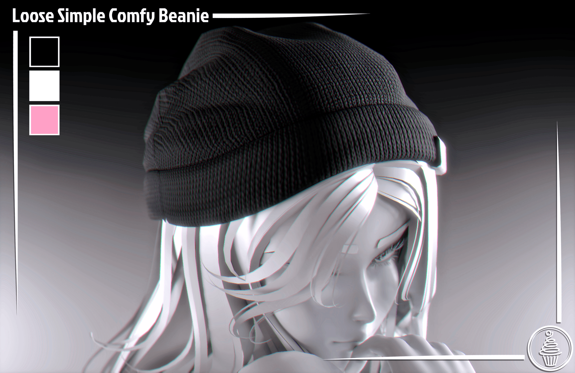 Loose Simple Comfy Beanie (3D Model Asset)(Commercial license)