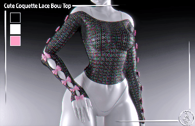 Cute Coquette Lace Bow Top (3D Model Asset)(Commercial license)