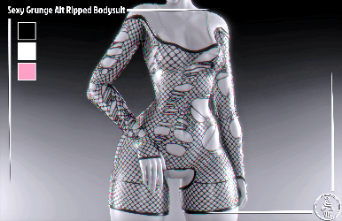 Sexy Grunge Alt Ripped Fishnet Bodysuit (3D Model Asset)(Commercial license)