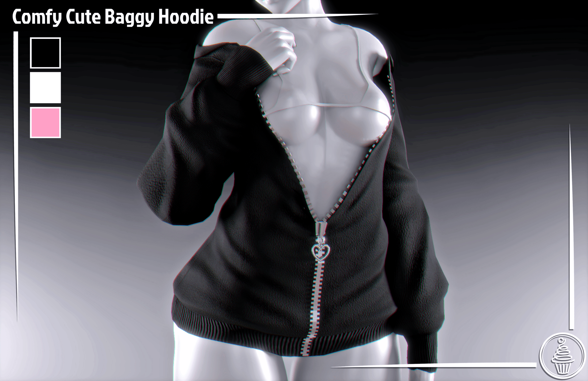 Comfy Cute Baggy Hoodie (3D Model Asset)(Commercial license)