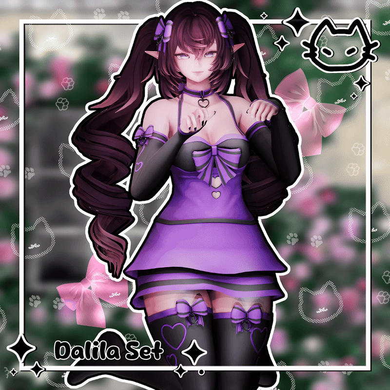 ˖᯽ ݁˖🌷 Dalila Set 🌷˖᯽ ݁˖  Outfit 🌷 Pastel Outfit 🌷 Dress, Stockings, Garters, & Kitty Socks 🌷