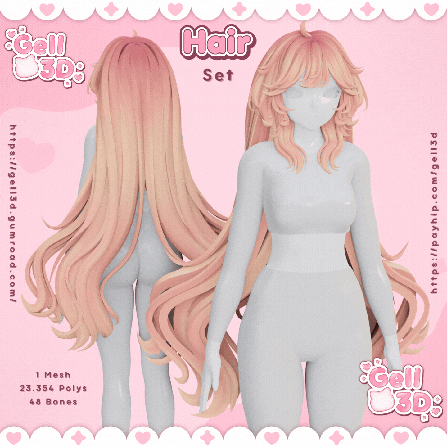 Set ♡ Long, Ponys & Short Hair (#2) Mei - VRChat Asset