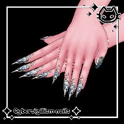 🪨 Cybersigilism Nails 🪨 Molten Chrome Cyber / Abstract nail set for VRBase Egirl, GM fem base 🪨