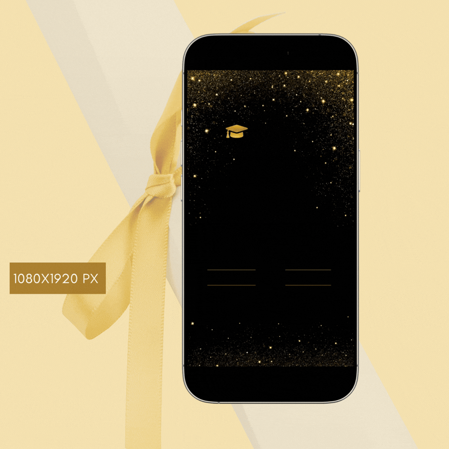 Digital Invite - Animated Gold Black Graduation Party invite 1080x1920pxpx