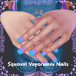★ Squoval Vaporwave Nails┆GMs Fem┆Low Poly 🦴
