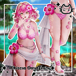 🌺 Hibiscus Daydream 🌺 Bikini Outfit Set 🌺 Swimsuit 🌺 GM Fem base, VRBase Egirl 🌺