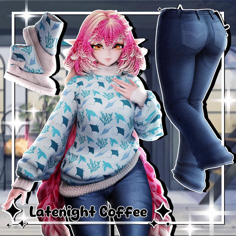 ☕ Latenight Coffee ☕ Sweater outfit ☕ GM's Fem Base, VRBase Egirl, GM's Chibi Base ☕ Comfy fit