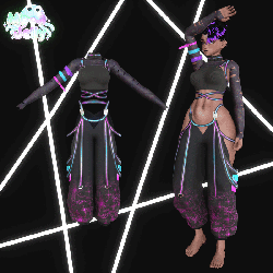 Digital Darling | Cyberpunk Techwear, Crop Longsleeve, Harness Halter Top, Harem Pants