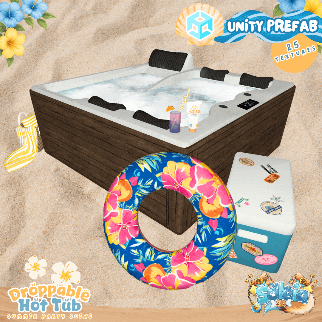Droppable Hot Tub (With Bubbles & Steam) - Summer/Beach - Unity Prefab