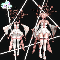 Heavenly Heart | Magical Girl x Shrine Maiden Set, Heart Halo, Sakura Skirt, Bell Sleeves, Thigh-High Socks, Ribbons, Bows