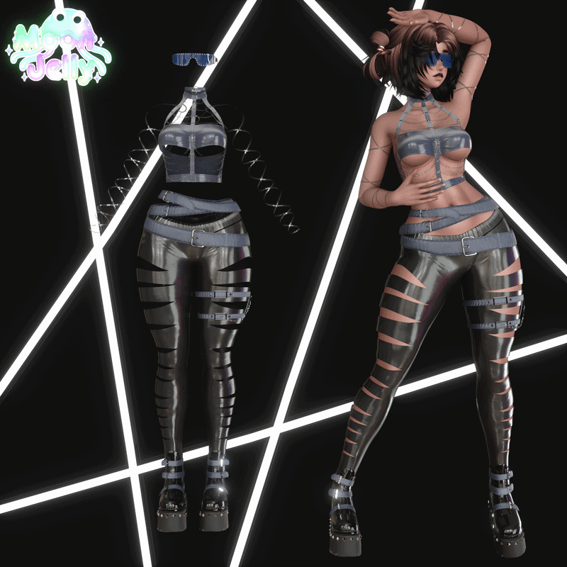 A Backstreet Siren | Grunge Streetwear Set, Ripped Pants, Chain Top, Platform Boots