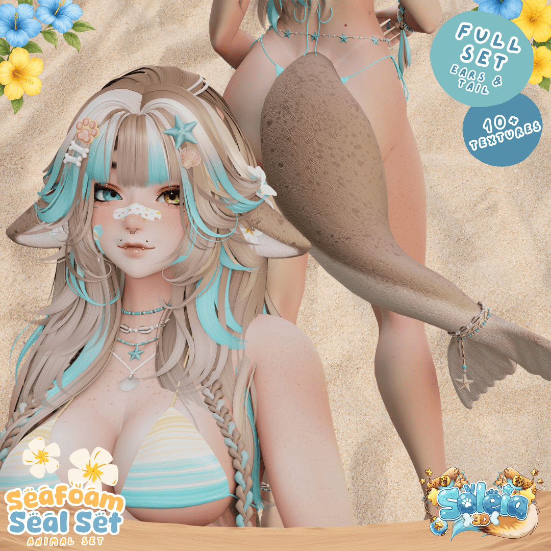 Seafoam Seal Animal Tail/Ears Set - Summer/Beach - Any Base