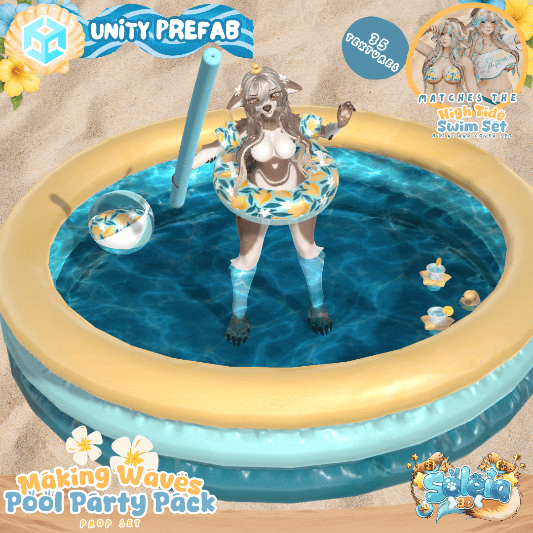 Making Waves Pool Party Pack - 35 COLORS - Summer/Tropical - EGirl - Droppable Scene and Props
