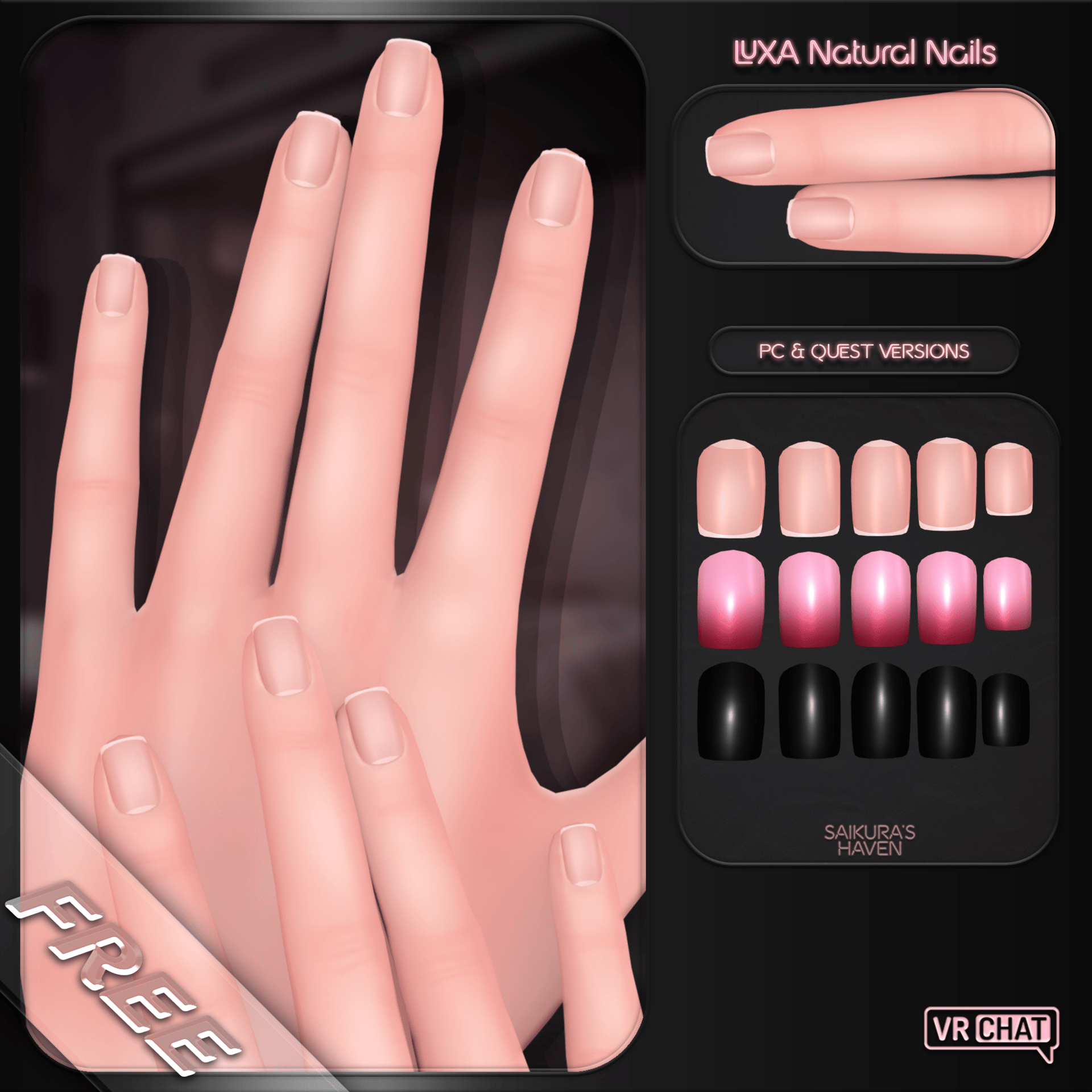 "LUXA Natural Nails" — Nails for VRChat [Free]