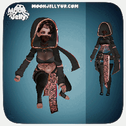 Enshrouded Rose | Rogue Shinobi Set, Dark Fantasy Ninja, Mask, Hood, Hip Sash