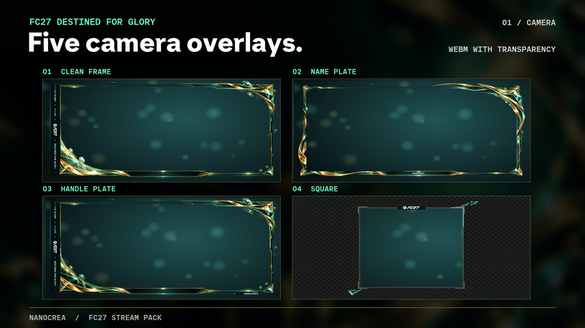 FC27 Destined for Glory animated camera overlays for OBS