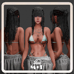 Red | Cornrow Half-Up Hime Hair