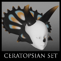 Ceratopsian Set - VRChat Dinosaur Tail and Crest