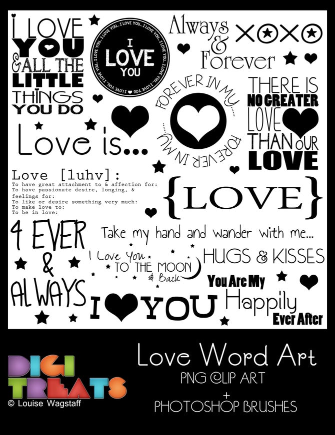 Love Word Art Png Clip Art Photoshop Brush Set Payhip