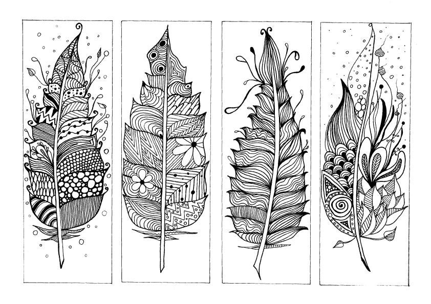 Feather Bookmarks Colouring Page - Payhip