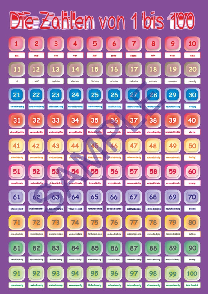 german a2 poster numbers 1 to 100 die zahlen von 1 bis 100 version 1 payhip
